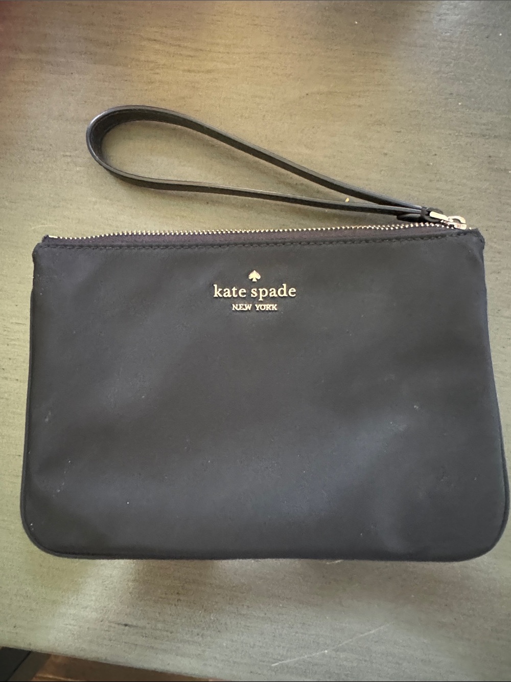kate spade Black and Gold Logo Wristlet Pouch